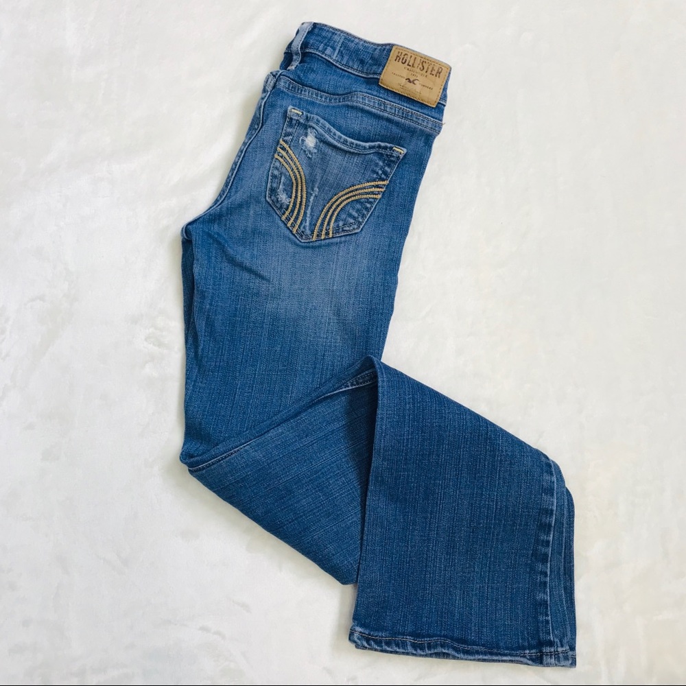 Hollister Distressed Bootcut Medium Wash Jeans